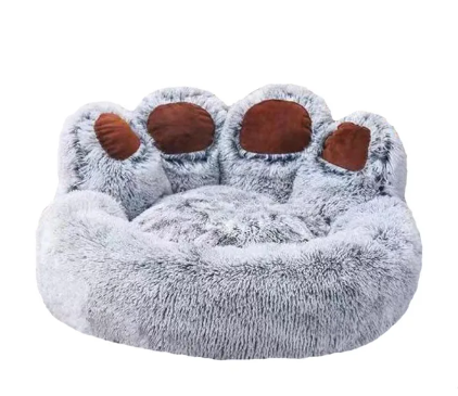 Gradient Gray Fluffy Dog Bed