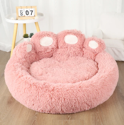 Pink Fluffy Dog Bed