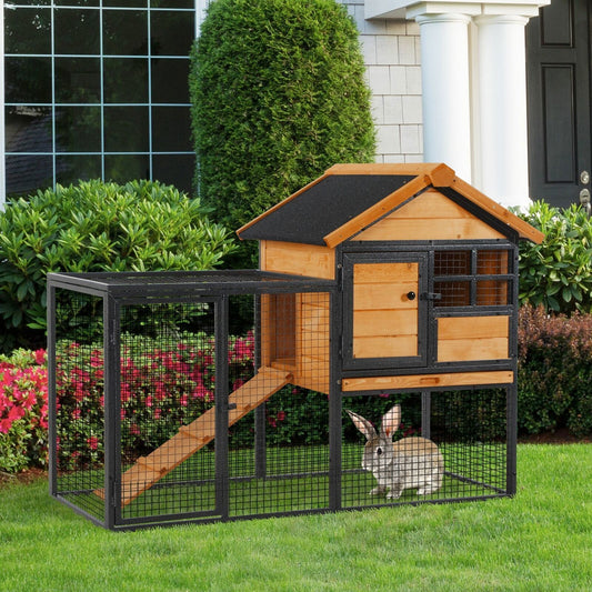 Outdoor Rabbit Cage Elevated Pet House w/ Slide-Out Tray